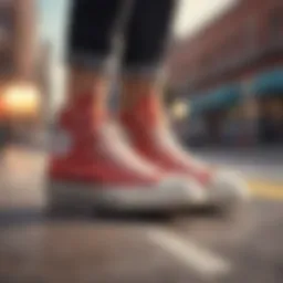 Converse laceless shoes on a skateboard