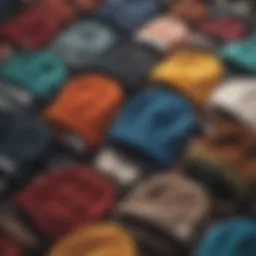 A diverse collection of beanies showcasing different styles and colors