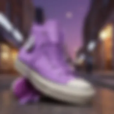 Lilac Converse in Urban Culture Lilac purple Converse against a vibrant urban background