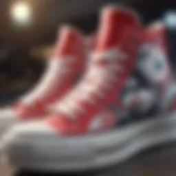 Close-up of Converse high top thick platform shoe showcasing distinctive design