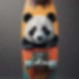 Close-up of Enjoi's panda skateboard showcasing its vibrant design
