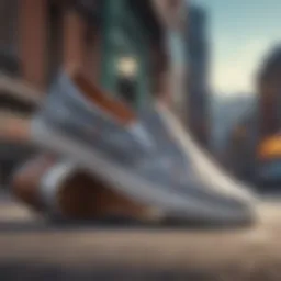 Close-up view of Globe slip-on shoes showcasing their unique design features