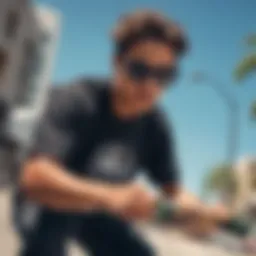 Stylish Nyjah Huston sunglasses showcased on a skateboard deck