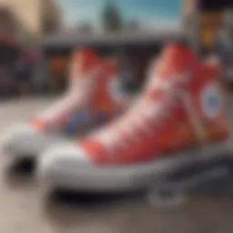 A close-up of Converse high tops showcasing their classic design and vibrant colors.