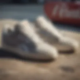 Close-up of Reebok canvas shoes showcasing unique design elements