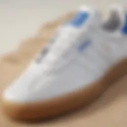 Close-up of the adidas Samba White Gum sneaker showcasing its design details
