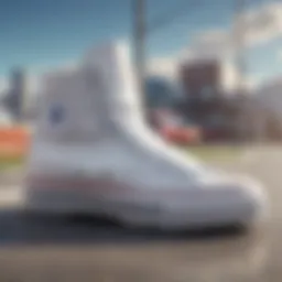 Close-up view of the All-Star Lugged High Top White highlighting its unique design features.
