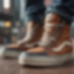 Close-up of Vans work boots showcasing unique design elements