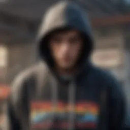 A close-up of the Thrasher hoodie showcasing its unique graphic design.