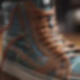Close-up of Vans boot laces showcasing different styles and colors
