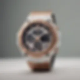 G-Shock White and Rose Gold watch on display