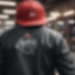 A close-up of an Independent Trucks jacket showcasing its unique design elements and fabric texture.