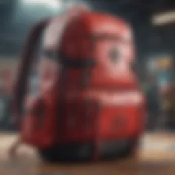 Close-up of the Red Champion Backpack showcasing its unique design and features