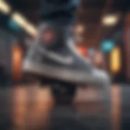 A close-up view of Heelys sneakers showcasing their unique wheel design.