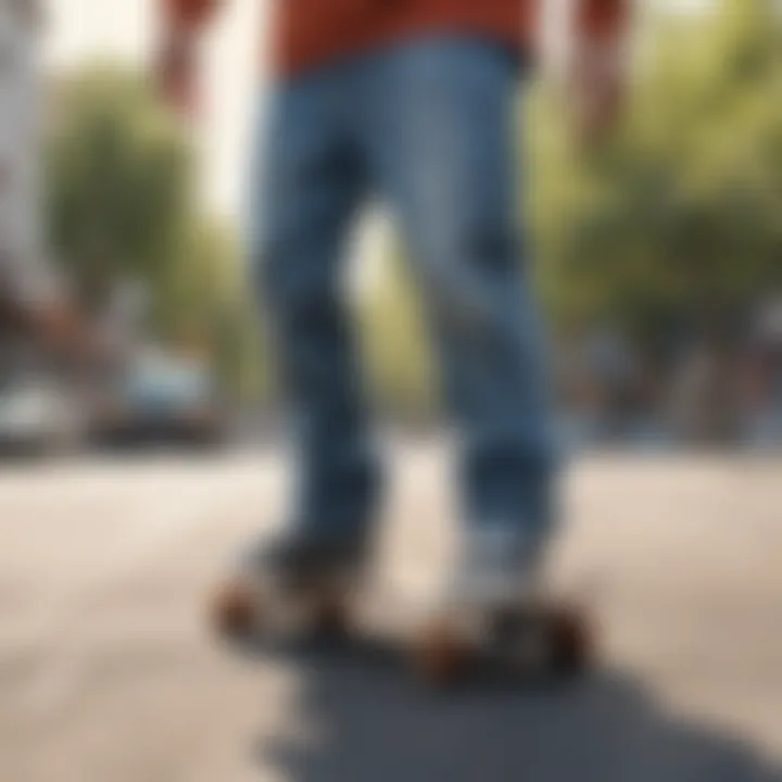 A sustainable clothing tag on skateboard apparel