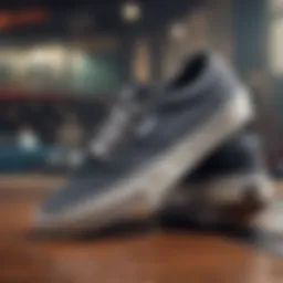 Close-up of Vans Atwood Deluxe sneaker showcasing its unique design elements.